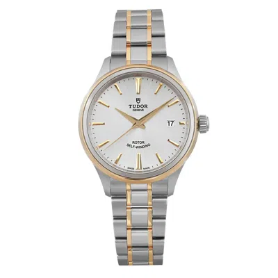 Pre-owned Tudor Style 38mm 18k Yellow Gold Steel Silver Dial Automatic Watch 12503-0002