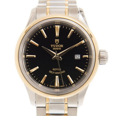 Tudor Style Automatic Black Dial Ladies Watch 12103-0003 In Two Tone  / Black / Gold / Gold Tone