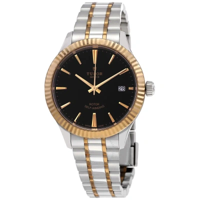 Tudor Style Automatic Black Dial Two-tone Unisex Watch M12513-0005 In Gold