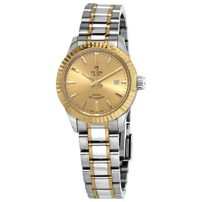 Tudor Style Automatic Champagne Dial Ladies 28 Mm Watch M12113-0001 In Gold