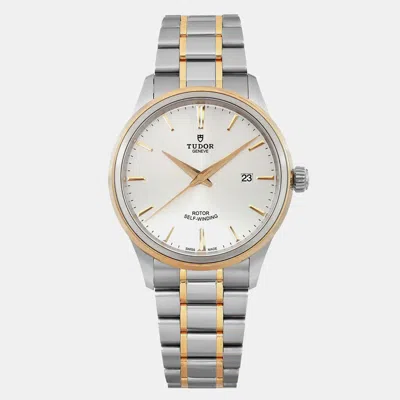 Pre-owned Tudor Style Gold Steel Silver Dial Men Automatic Watch 41 Mm