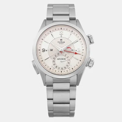 Pre-owned Tudor White Stainless Steel Heritage Advisor 79620t-95740 Automatic Men's Wristwatch 42mm In Silver