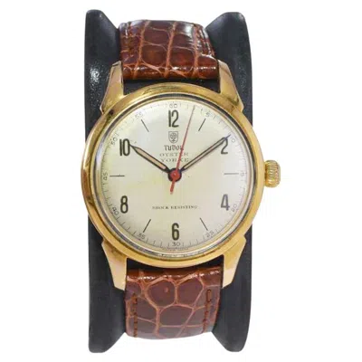 Pre-owned Tudor Yellow Gold Filled Watch With Original Dial And Hands From 1940's