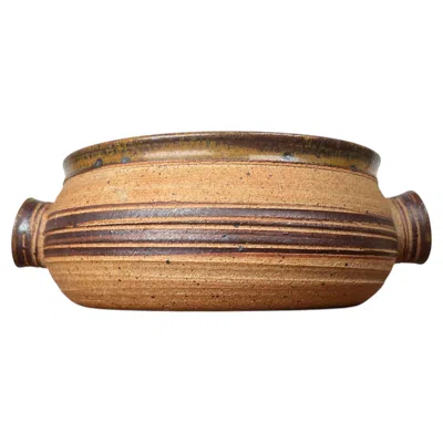 Pre-owned Tue Poulsen Mid-century Modern Danish Large Studio Pottery Bowl  Tue Keramik In Brown