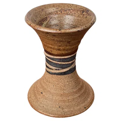 Pre-owned Tue Poulsen Mid-century Modern Danish Studio Pottery Candleholder  Tue Keramik In Brown