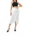Tueba Tie Front Slit Midi Skirt In White In Neutral