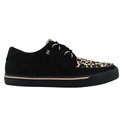 T.u.k Footwear Tuk Pointed Creeper Sneaker Black Leopard Canvas Platform Shoes - A9180