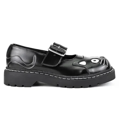 T.u.k Footwear Tuk Womens Kitty Black Leather Platform Goth Open Shoes - T2025