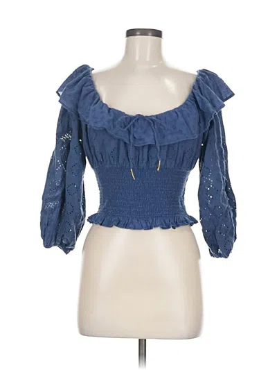 Pre-owned Tularosa 3/4 Sleeve Blouse In Blue