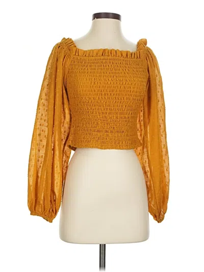 Pre-owned Tularosa 3/4 Sleeve Blouse In Gold