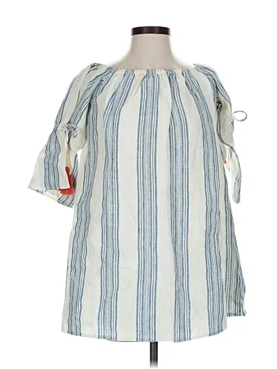 Pre-owned Tularosa 3/4 Sleeve Top Blue Cold Shoulder Neckline Tops