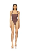 Tularosa Brigitte One Piece In Brown & Cream Dot