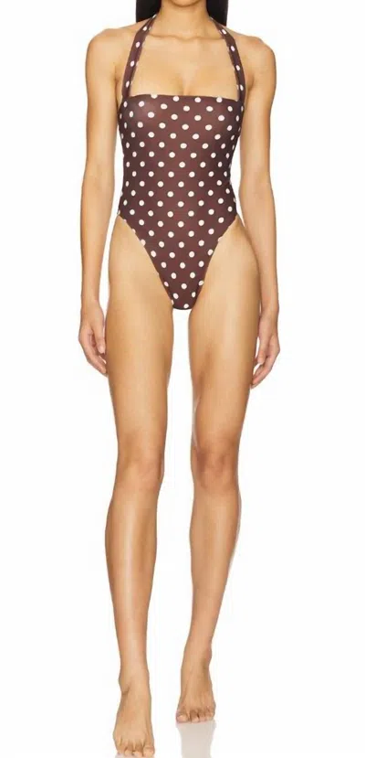 Tularosa Brigitte One Piece Swimsuit In Brown / Cream Dots In Burgundy