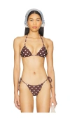 Tularosa Brigitte Top In Brown & Cream Dot