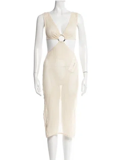 Pre-owned Tularosa Caliope Cover Up Midi Length Dress In Neutral