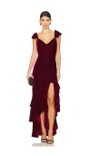 Tularosa Camille Velvet Gown In Red