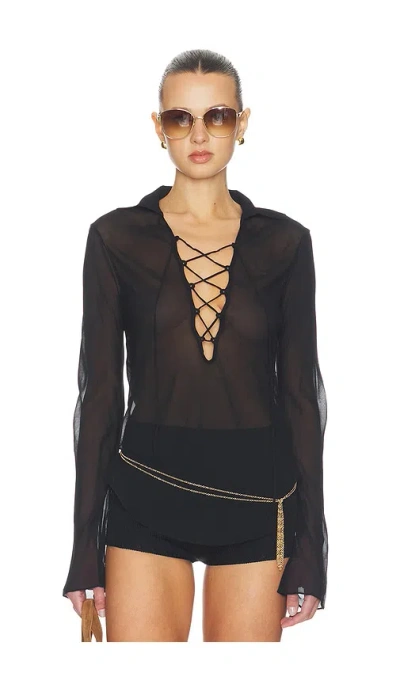 Tularosa Carlotta Lace Up Top In Black