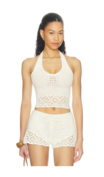Tularosa Carrissa Crochet Halter Top In White