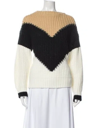 Pre-owned Tularosa Colorblock Pattern Bateau Neckline Sweater In Black