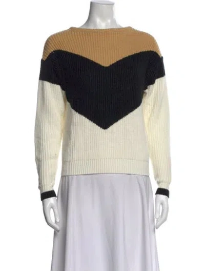 Pre-owned Tularosa Colorblock Pattern Crew Neck Sweater In Neutrals