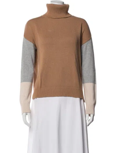 Pre-owned Tularosa Colorblock Pattern Turtleneck Sweater In Brown