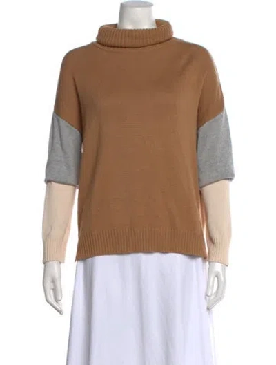 Pre-owned Tularosa Colorblock Pattern Turtleneck Sweater In Neutrals