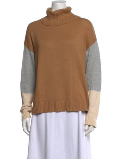 Pre-owned Tularosa Colorblock Pattern Turtleneck Sweater In Neutrals