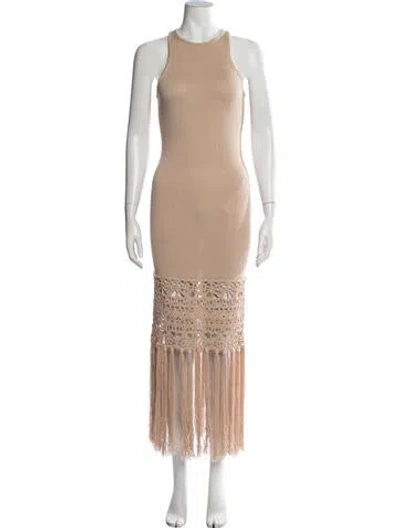 Pre-owned Tularosa Crew Neck Long Dress In Neutrals