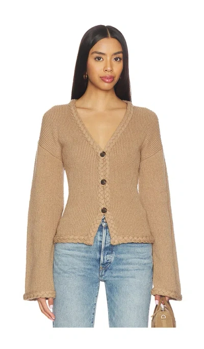 Tularosa Della Braided Detail Cardigan In Brown