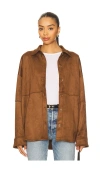 Tularosa Elyse Faux Suede Shacket In Brown