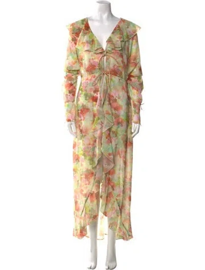 Pre-owned Tularosa Floral Print Long Dress In Multi