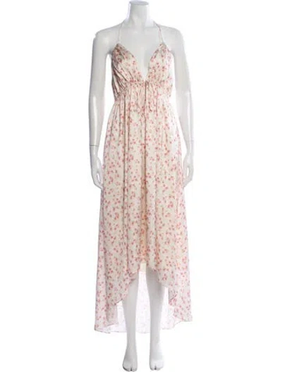 Pre-owned Tularosa Floral Print Long Dress In Neutral