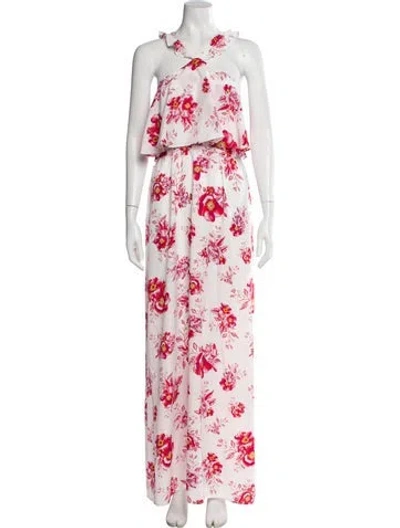 Pre-owned Tularosa Floral Print Long Dress In Pink