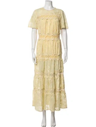 Pre-owned Tularosa Floral Print Long Dress In Yellow