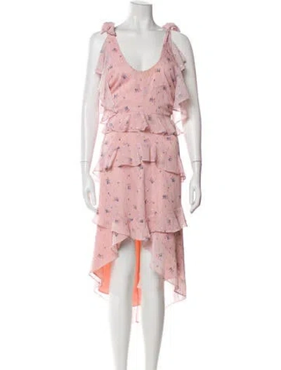 Pre-owned Tularosa Floral Print Midi Length Dress In Pink