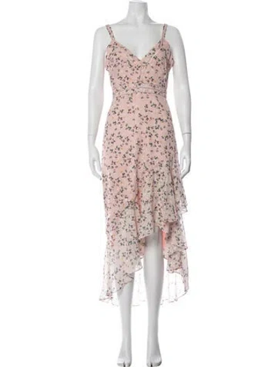 Pre-owned Tularosa Floral Print Midi Length Dress In Pink