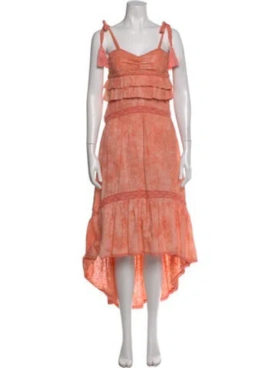 Pre-owned Tularosa Floral Print Midi Length Dress W/ Tags In Pink
