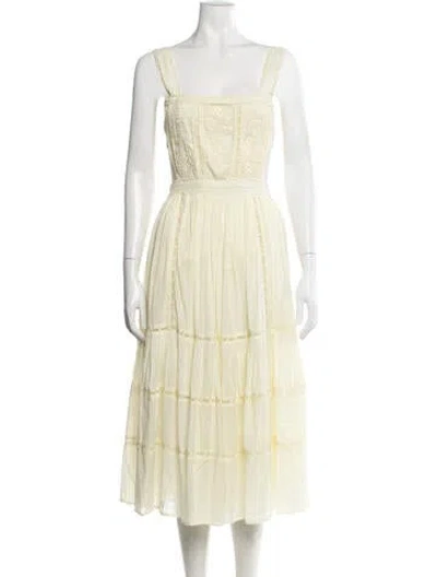 Pre-owned Tularosa Floral Print Midi Length Dress In Yellow