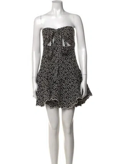 Pre-owned Tularosa Floral Print Mini Dress In Black
