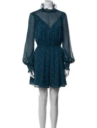 Pre-owned Tularosa Floral Print Mini Dress In Blue