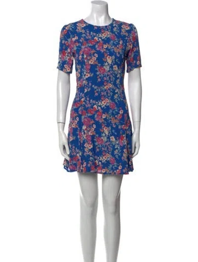 Pre-owned Tularosa Floral Print Mini Dress In Blue