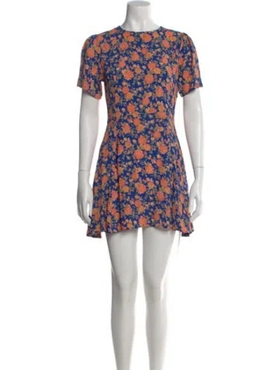 Pre-owned Tularosa Floral Print Mini Dress In Blue