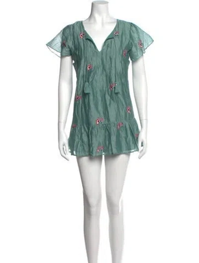 Pre-owned Tularosa Floral Print Mini Dress In Blue