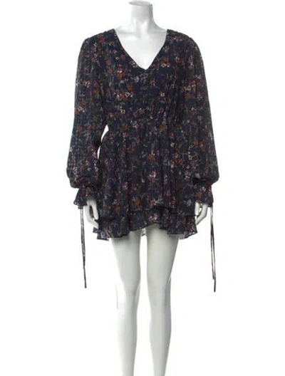 Pre-owned Tularosa Floral Print Mini Dress In Blue