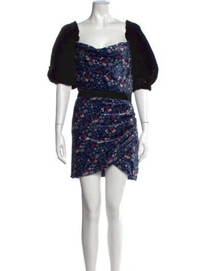 Pre-owned Tularosa Floral Print Mini Dress In Blue