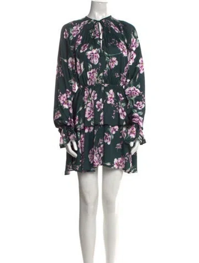 Pre-owned Tularosa Floral Print Mini Dress In Green