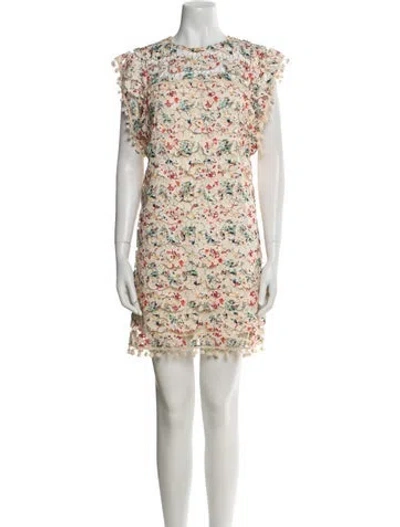 Pre-owned Tularosa Floral Print Mini Dress In Neutral