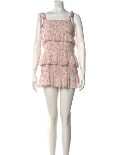 Pre-owned Tularosa Floral Print Mini Dress In Neutral