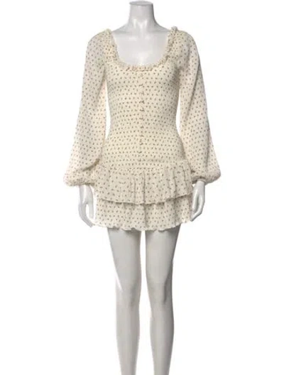 Pre-owned Tularosa Floral Print Mini Dress In Neutral