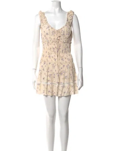 Pre-owned Tularosa Floral Print Mini Dress In Neutrals